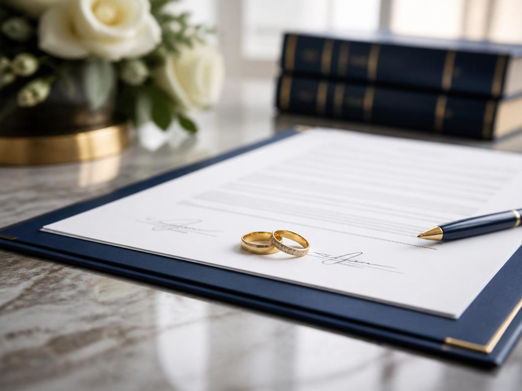 Prenuptial agreement with wedding rings